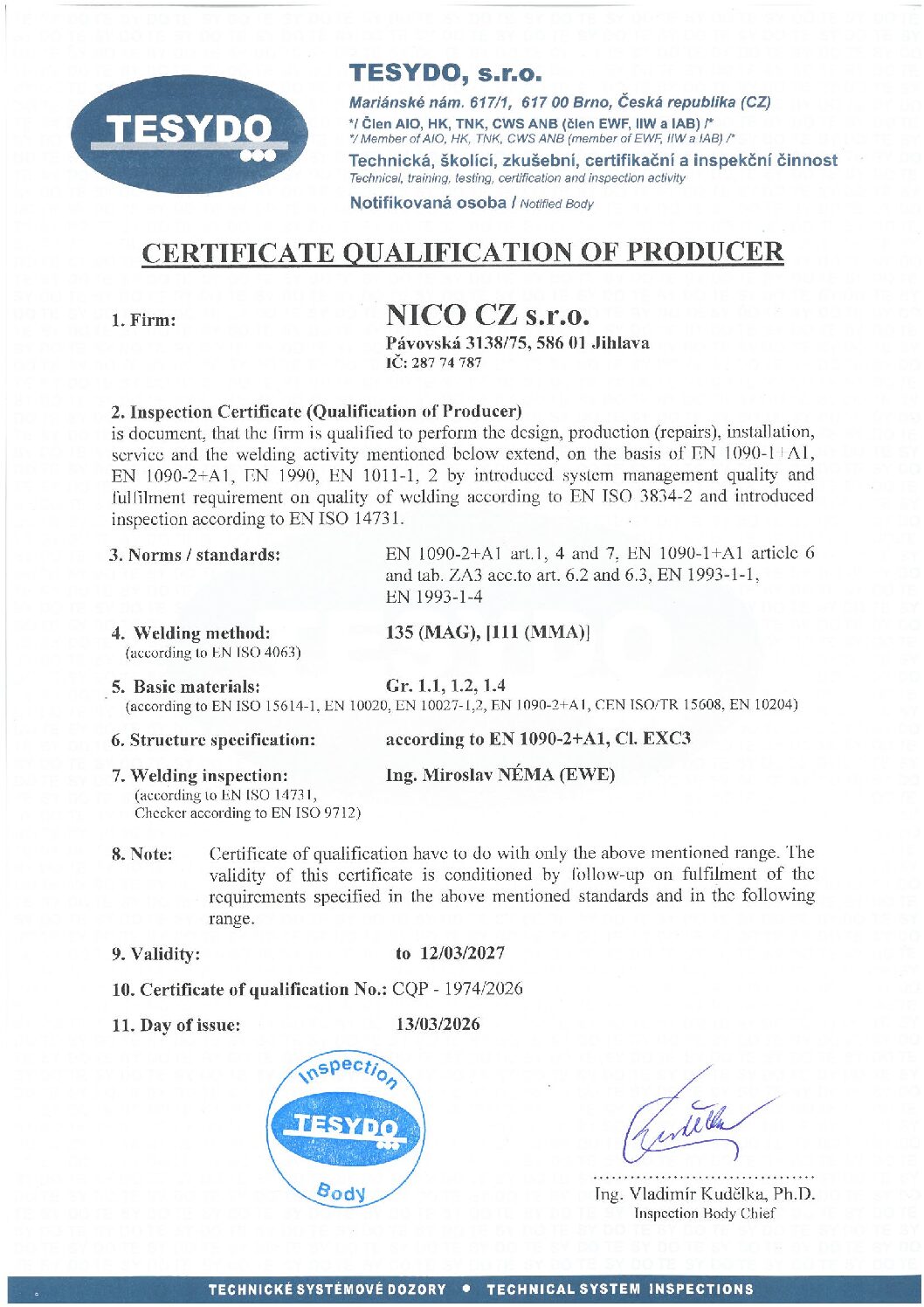 Certifikát způsobilosti výrobce 3_2026 - 3_2027_EN Certifikát způsobilosti výrobce